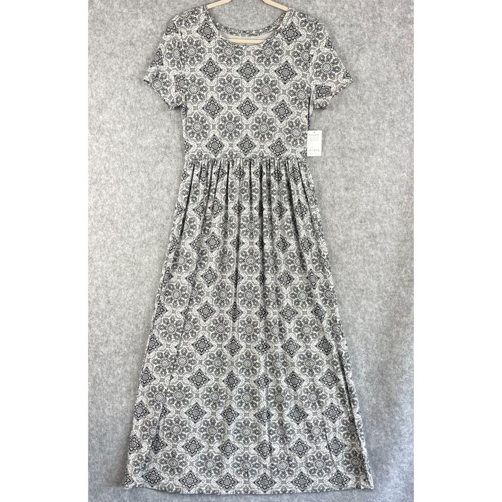 Amazon‎ Essentials Maxi Dress Womens Medium Gray Printed Short Sleeve Jersey NWT